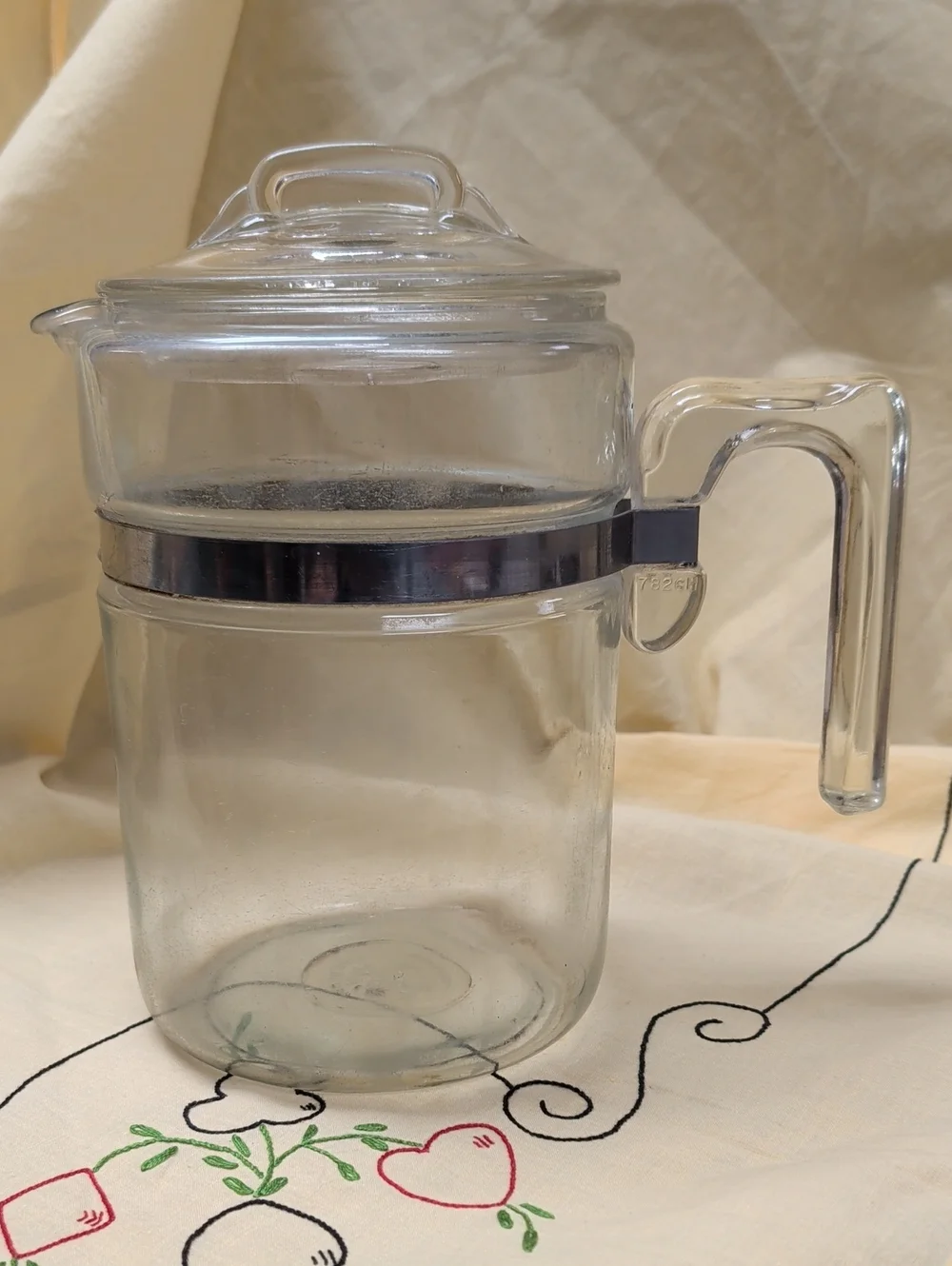 Vintage Pyrex Glass Coffee/Tea Percolator with Handle and Lid